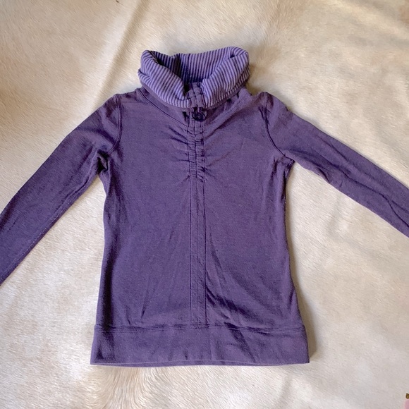 LULULEMON “In a Cinch” Purple Stripe REVERSIBLE Funnel Neck Pullover Long Sleeve - Picture 3 of 15